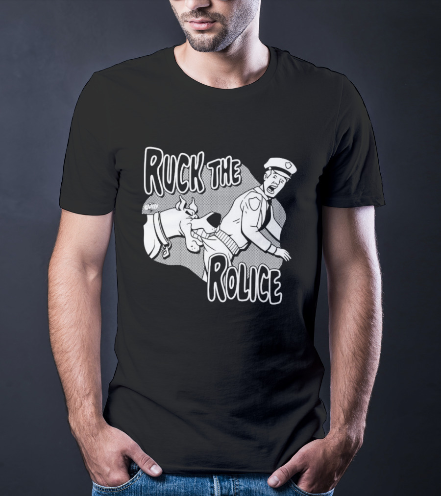 Ruck The Rolice Cartoon Dog Satire Pop Culture Police Officer And Dog T-Shirt