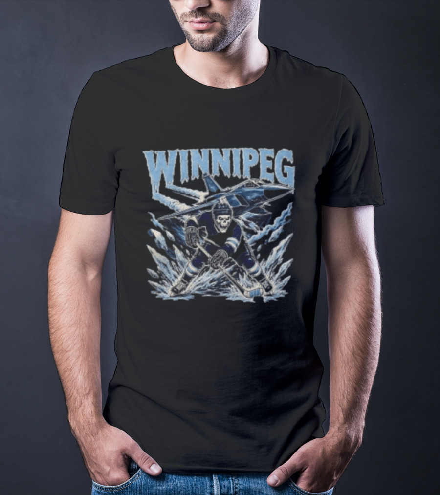 Winnipeg Jets Hockey Skeleton Player Ice Jet T-Shirt