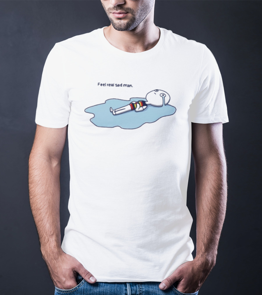 Adelaide FC Feel Real Sad Man Crying Lying Down Fan Humor T-Shirt