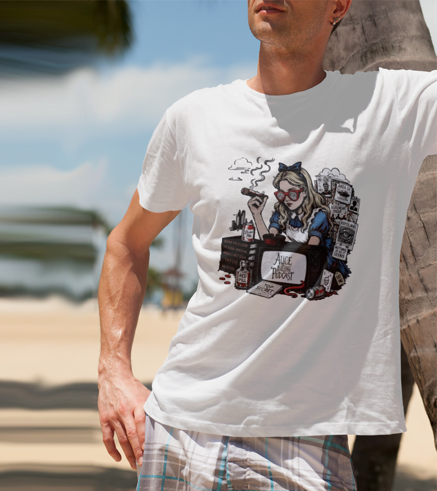 Alice Falling Podcast Conspiracy Theory Red Pill Top Secret Area 51 Reptilians Seeing Is Believing T-Shirt