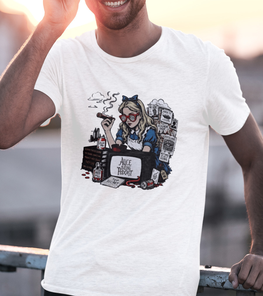 Alice Falling Podcast Conspiracy Theory Red Pill Top Secret Area 51 Reptilians Seeing Is Believing T-Shirt