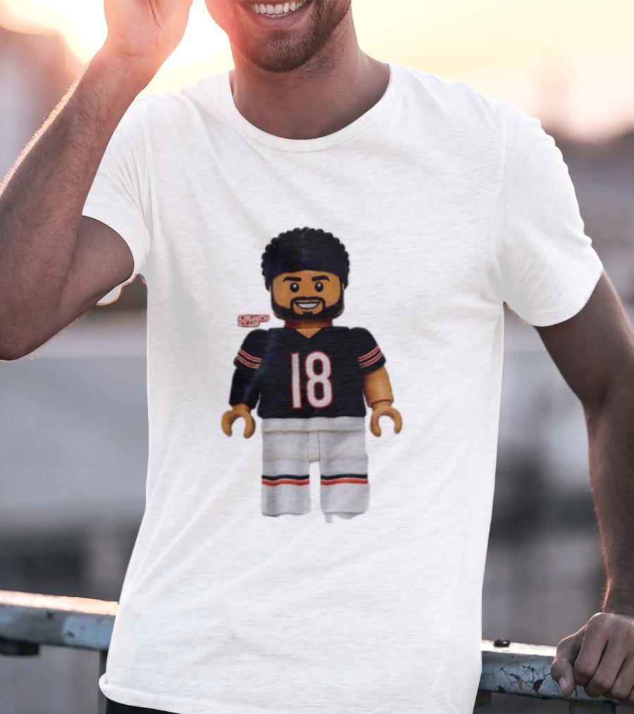 Chicago Bears Quarterback Caleb Williams 18 Lego Minifigure T-Shirt