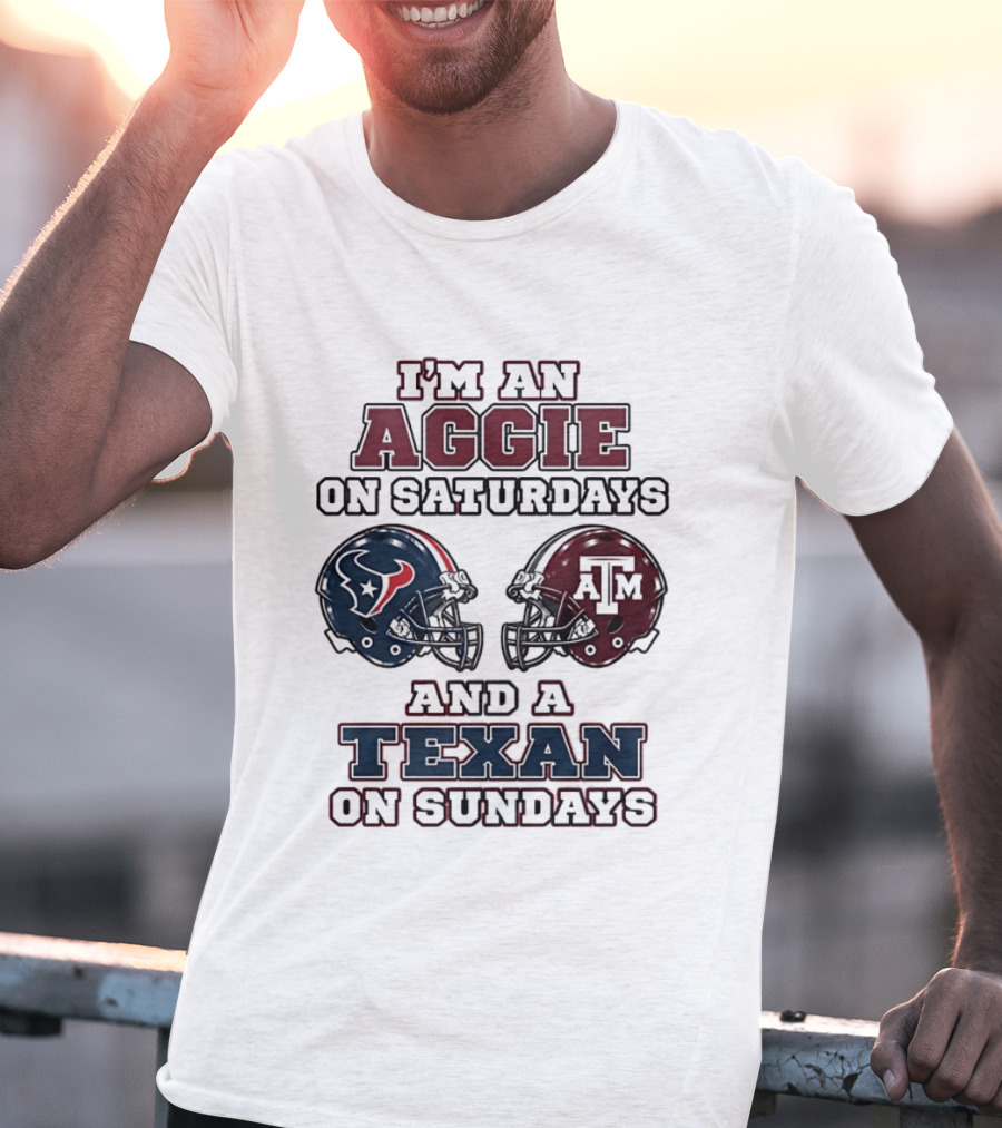 I'm An Aggie On Saturdays And A Texan On Sundays Football Helmets T-Shirt