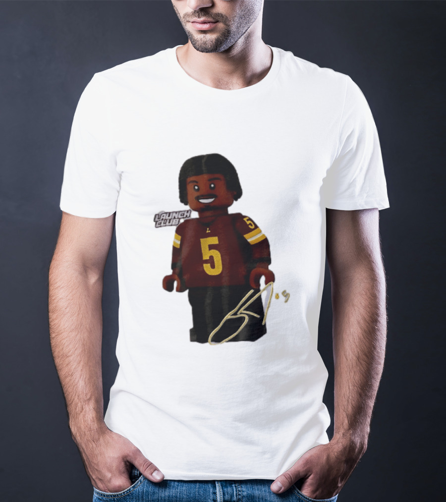 Washington Commanders Quarterback Jayden Daniels Launch Club Number 5 T-Shirt