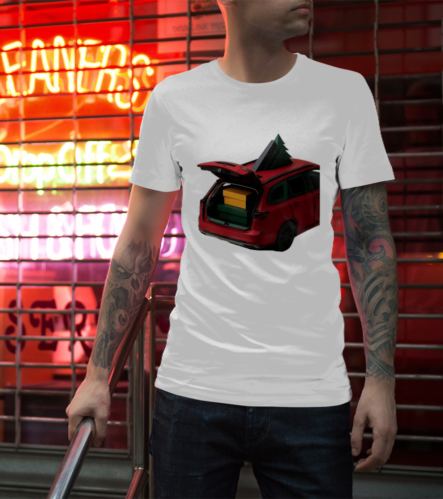 Most Likely To Pack The Car Festive Holiday Travel Scene With Christmas Tree And Gifts T-Shirt