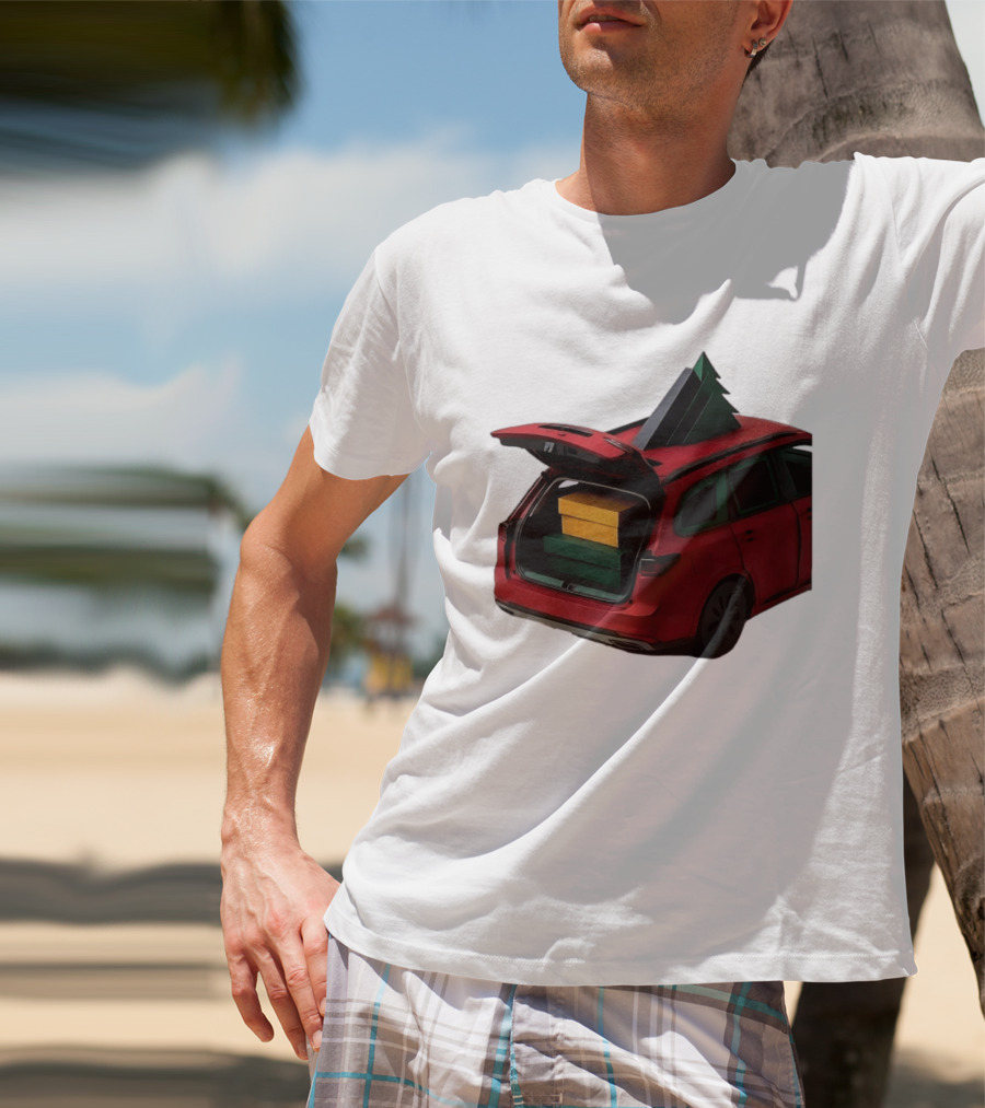 Most Likely To Pack The Car Festive Holiday Travel Scene With Christmas Tree And Gifts T-Shirt