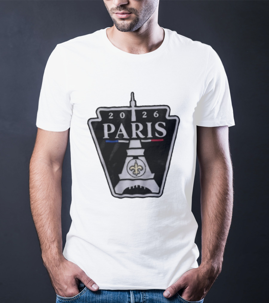 New Orleans Saints 2026 Paris Eiffel Tower Fleur De Lis NFL Event T-Shirt