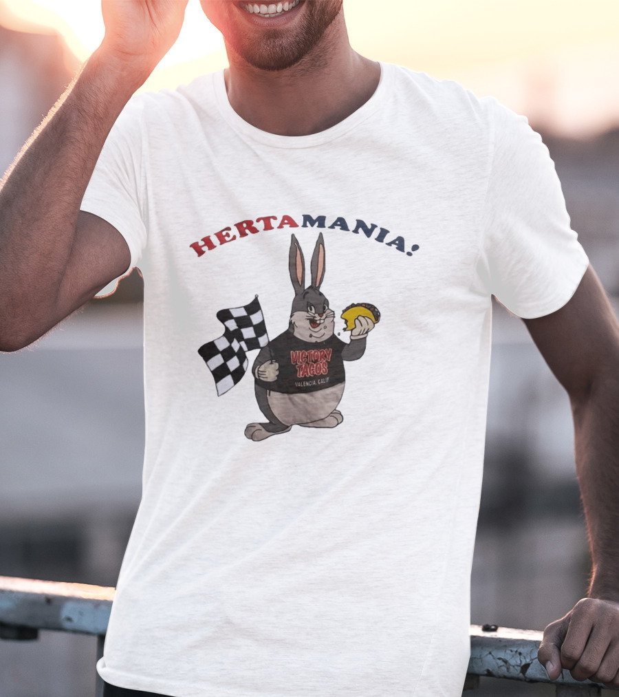 Hertamania Victory Tacos Valencia Calif Big Chungus Checkered Flag T-Shirt