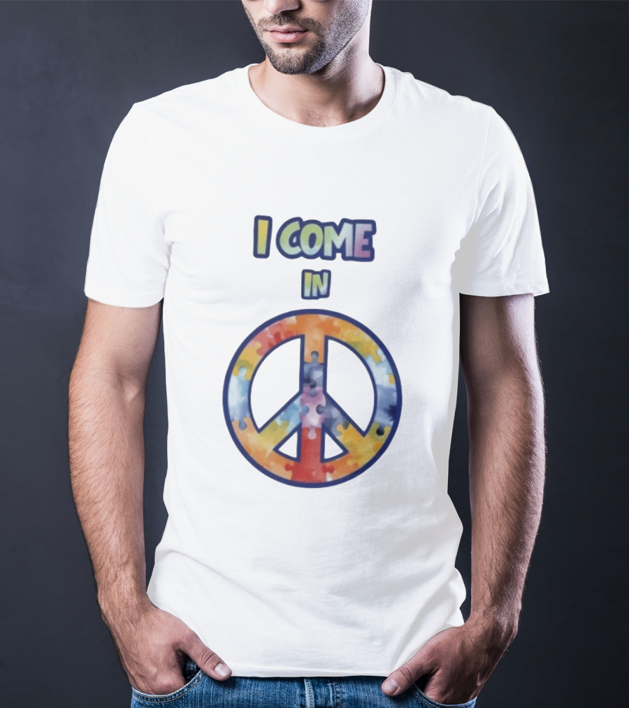 I Come In Peace Puzzle Piece Autism Awareness T-Shirt