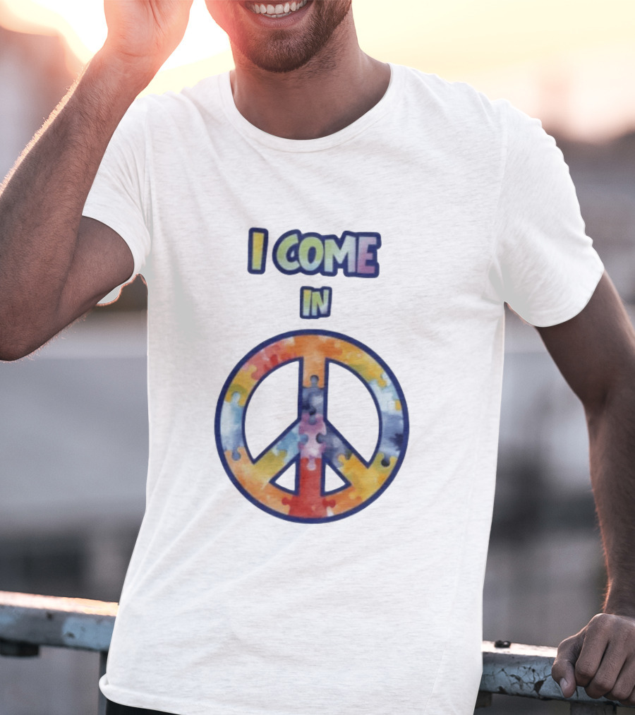 I Come In Peace Puzzle Piece Autism Awareness T-Shirt