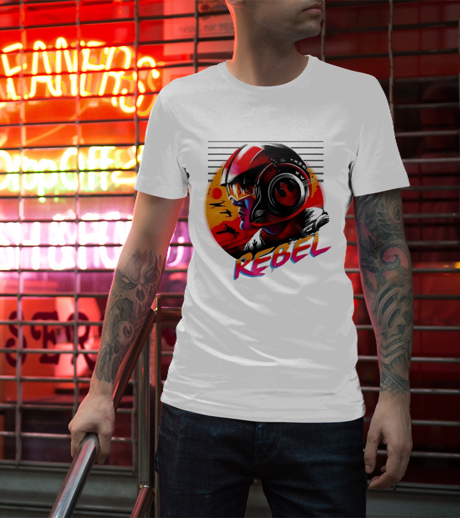 Star Wars Rebel Pilot Helmet Sunset Sci Fi Rebel T-Shirt