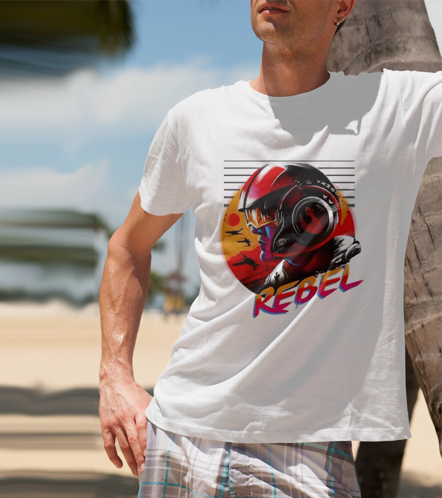 Star Wars Rebel Pilot Helmet Sunset Sci Fi Rebel T-Shirt