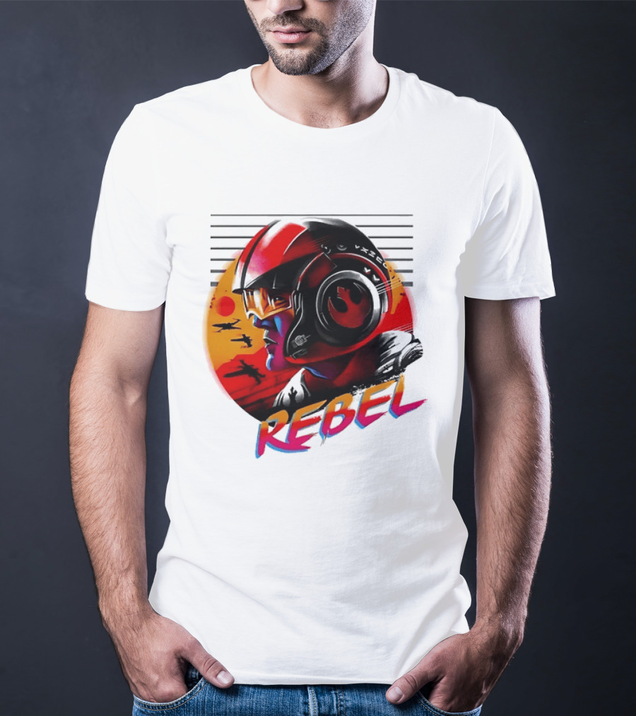 Star Wars Rebel Pilot Helmet Sunset Sci Fi Rebel T-Shirt
