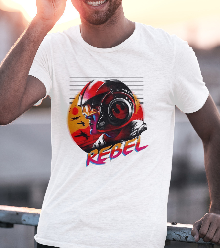 Star Wars Rebel Pilot Helmet Sunset Sci Fi Rebel T-Shirt