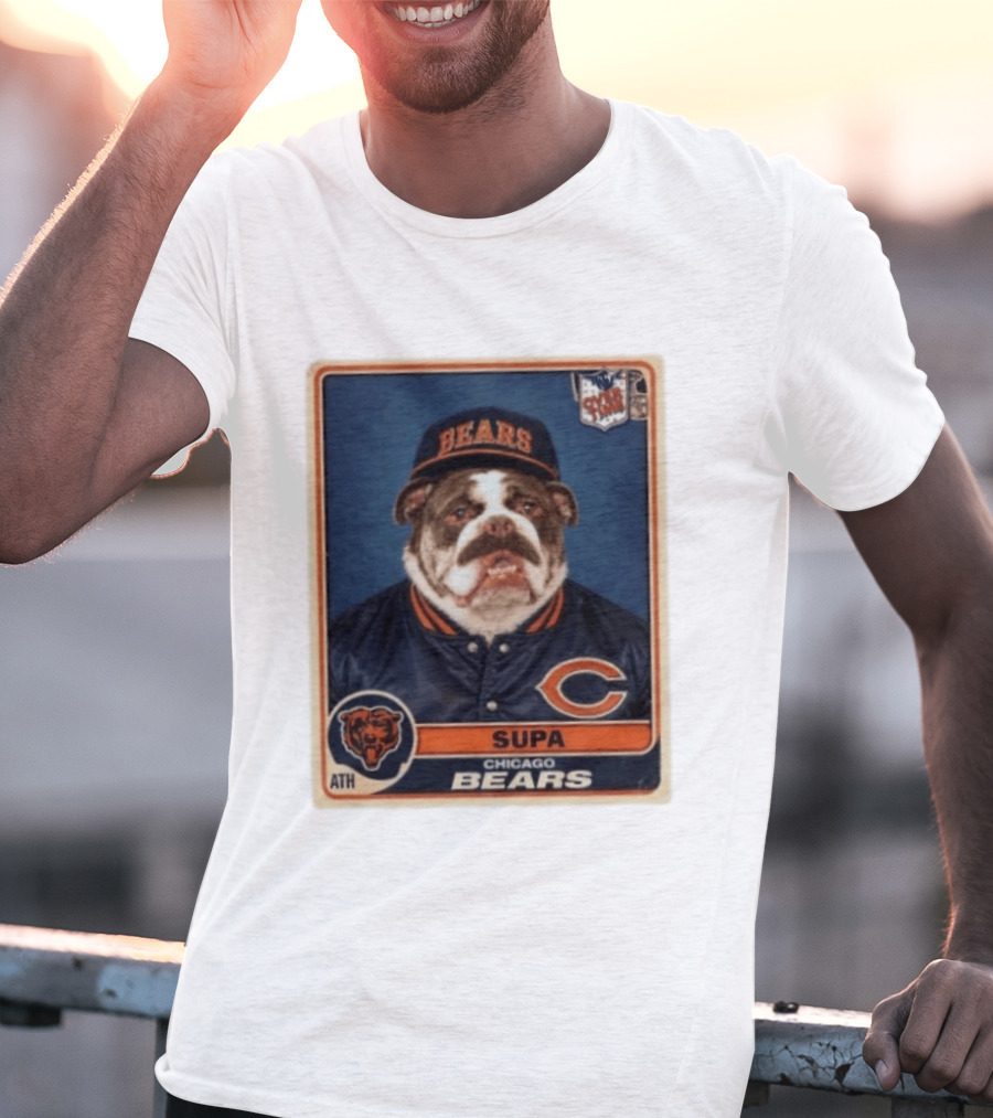 Supa Chicago Bears Football Trading Card Bulldog ATH T-Shirt