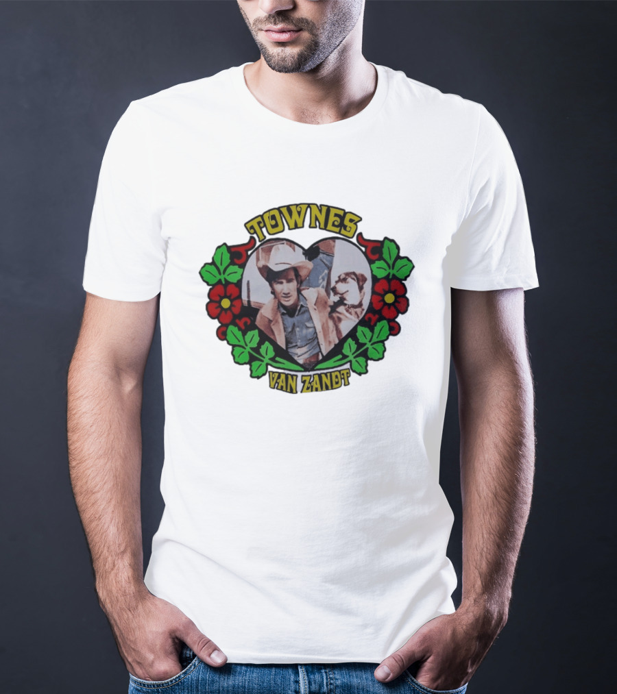 Townes Van Zandt Heart And Flowers Retro Folk T-Shirt