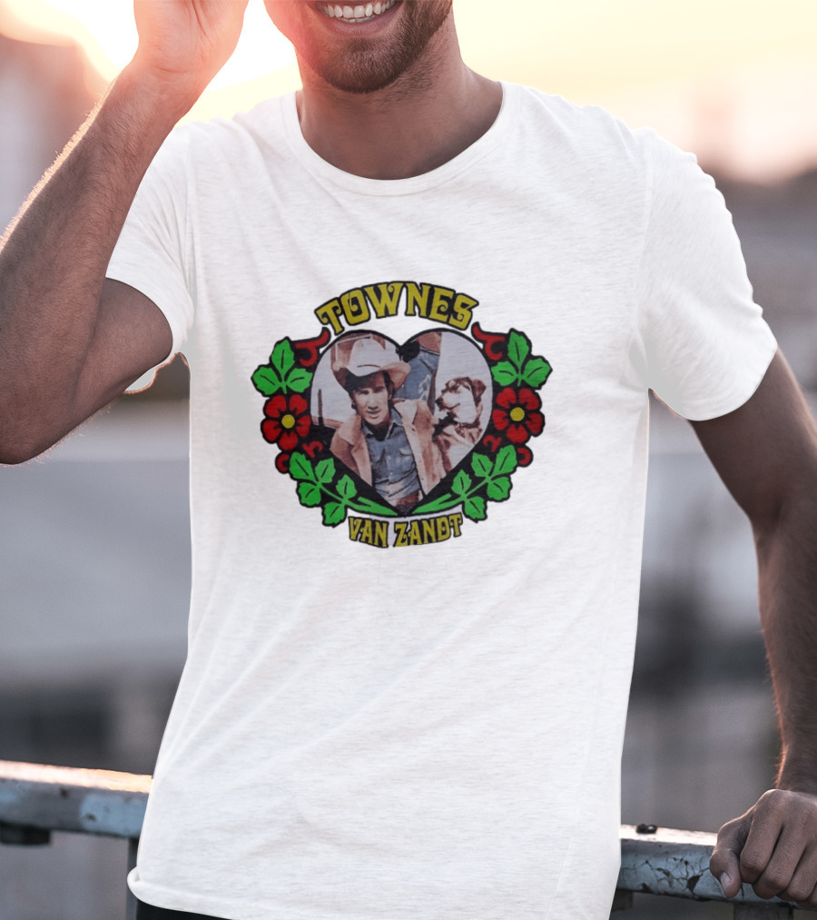 Townes Van Zandt Heart And Flowers Retro Folk T-Shirt