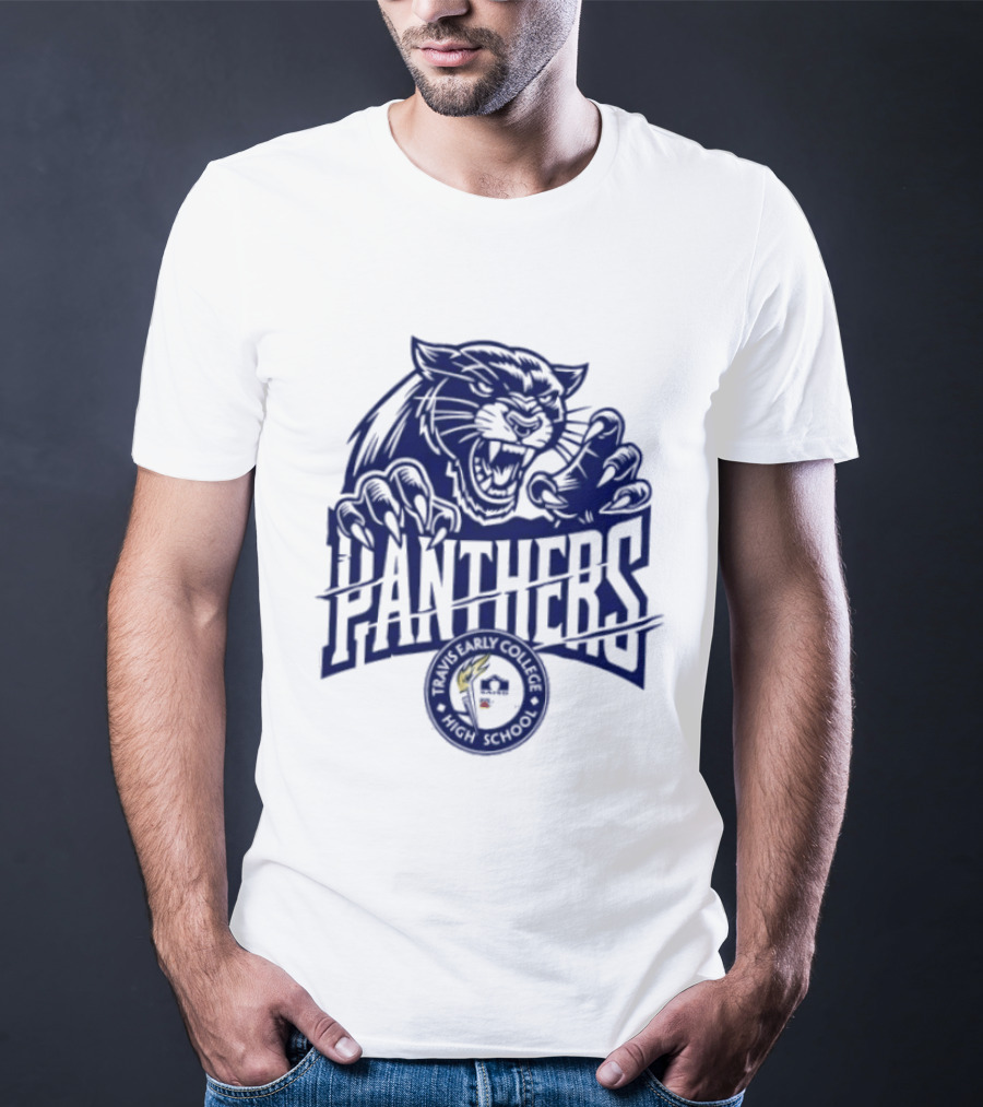 Travis Early College High School Panthers Roaring Panther Paw Claw T-Shirt