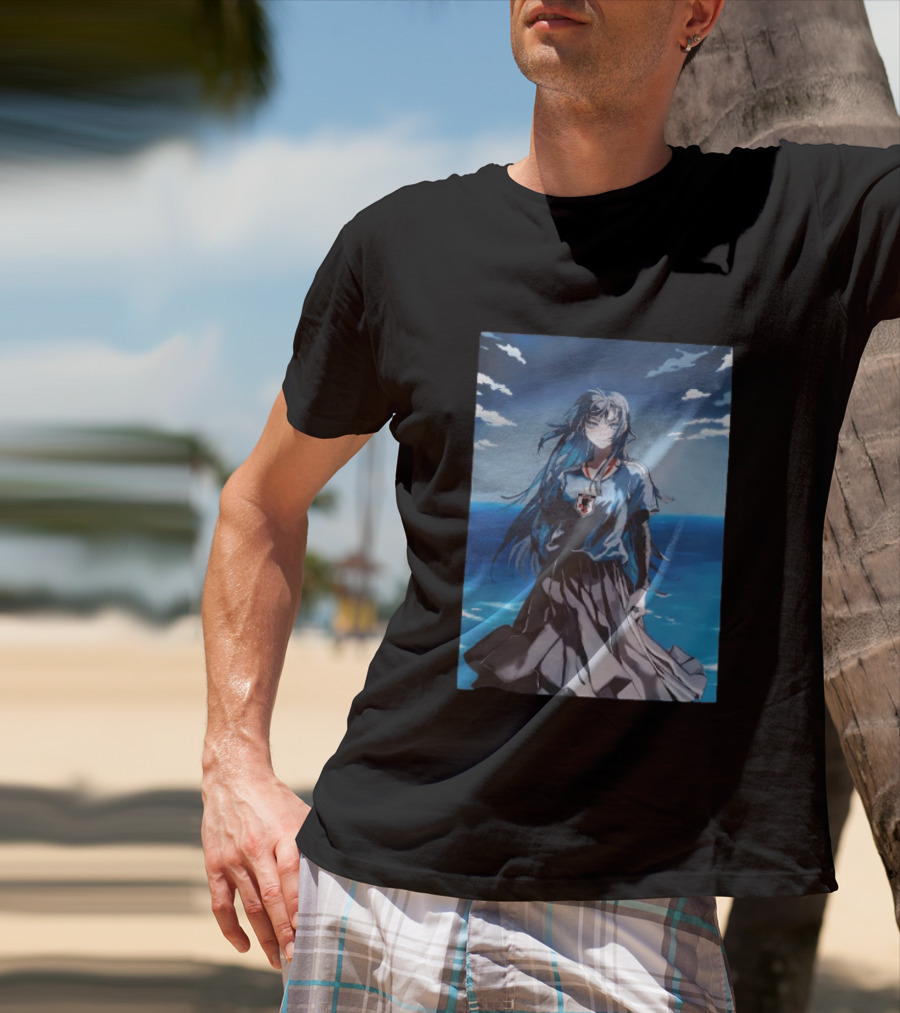 Anime Girl Japan National Football Team JFA Samurai Ocean Scene T-Shirt