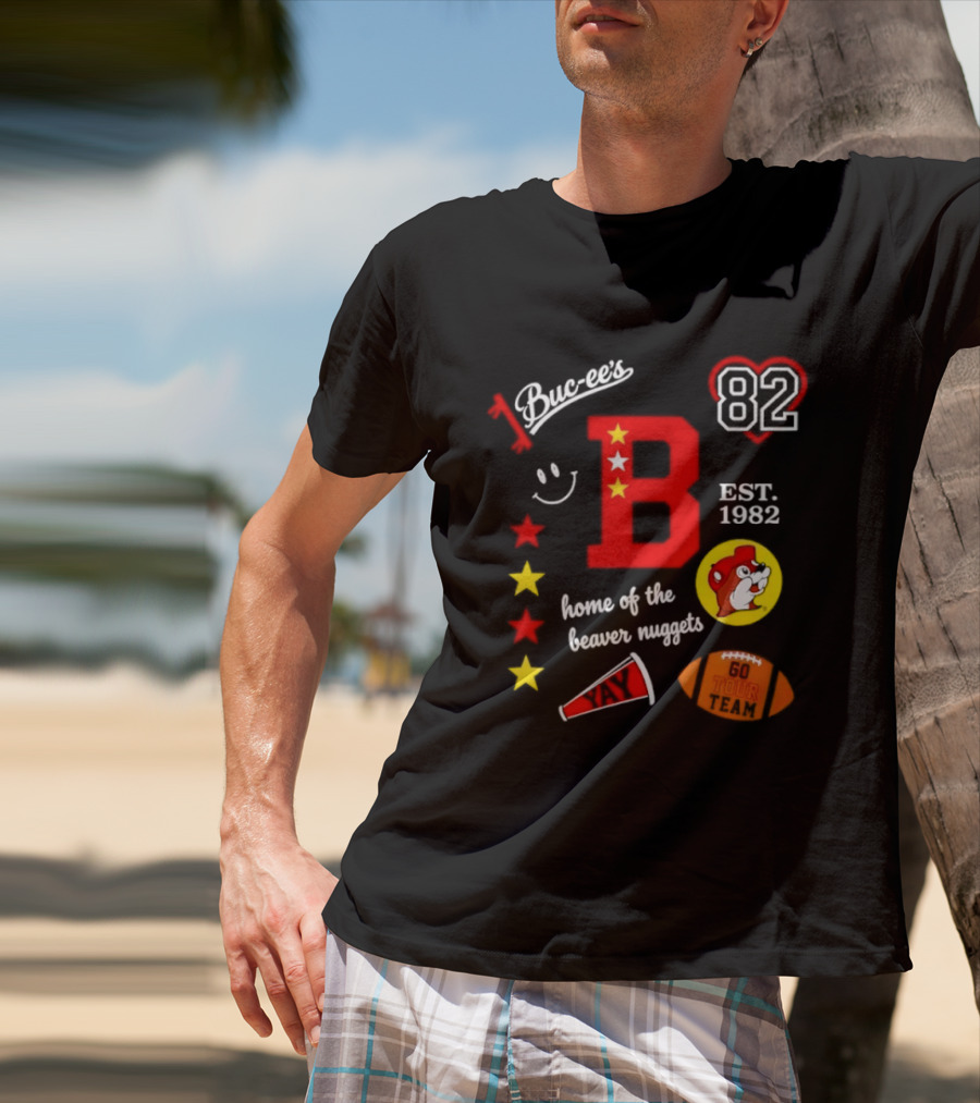 Buc Ee's 82 Est 1982 Home Of The Beaver Nuggets Football Tour T-Shirt