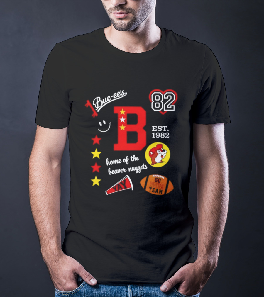 Buc Ee's 82 Est 1982 Home Of The Beaver Nuggets Football Tour T-Shirt