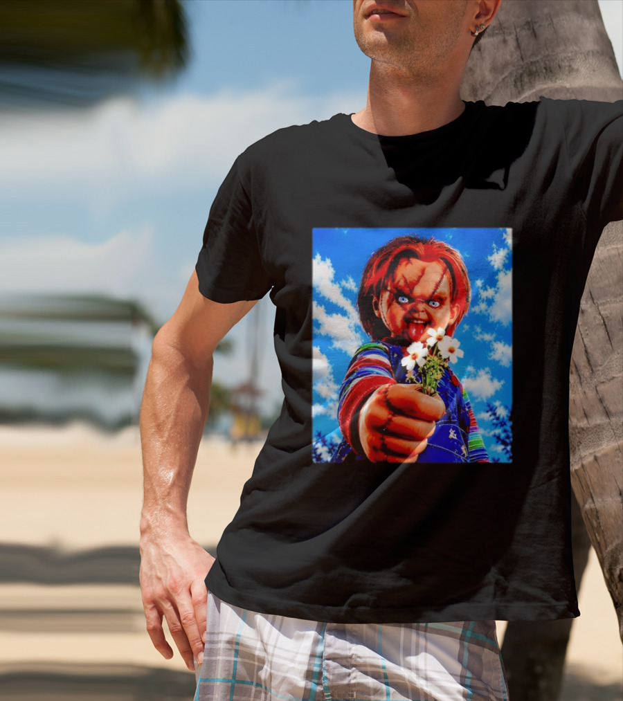 Chucky Child's Play Horror Movie Flowers Gesture T-Shirt