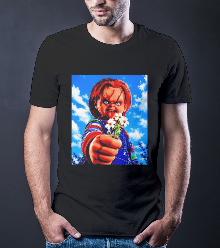 Chucky Child's Play Horror Movie Flowers Gesture T-Shirt