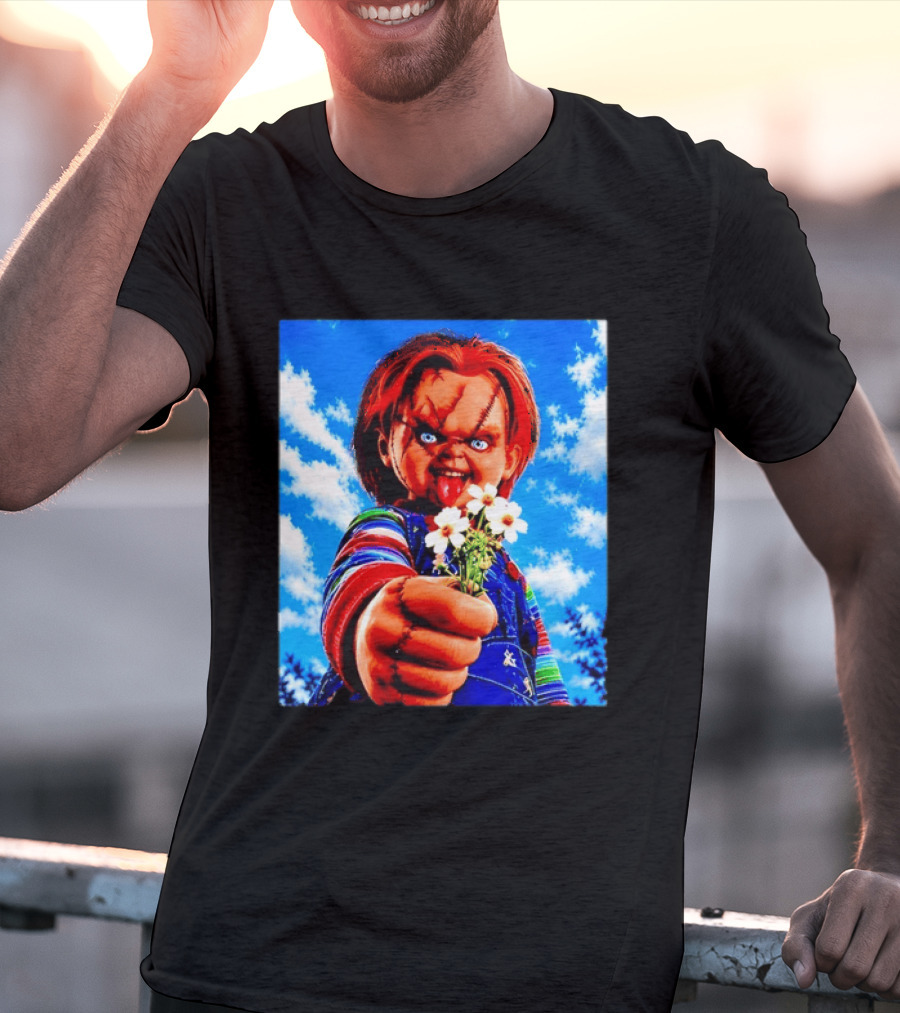 Chucky Child's Play Horror Movie Flowers Gesture T-Shirt