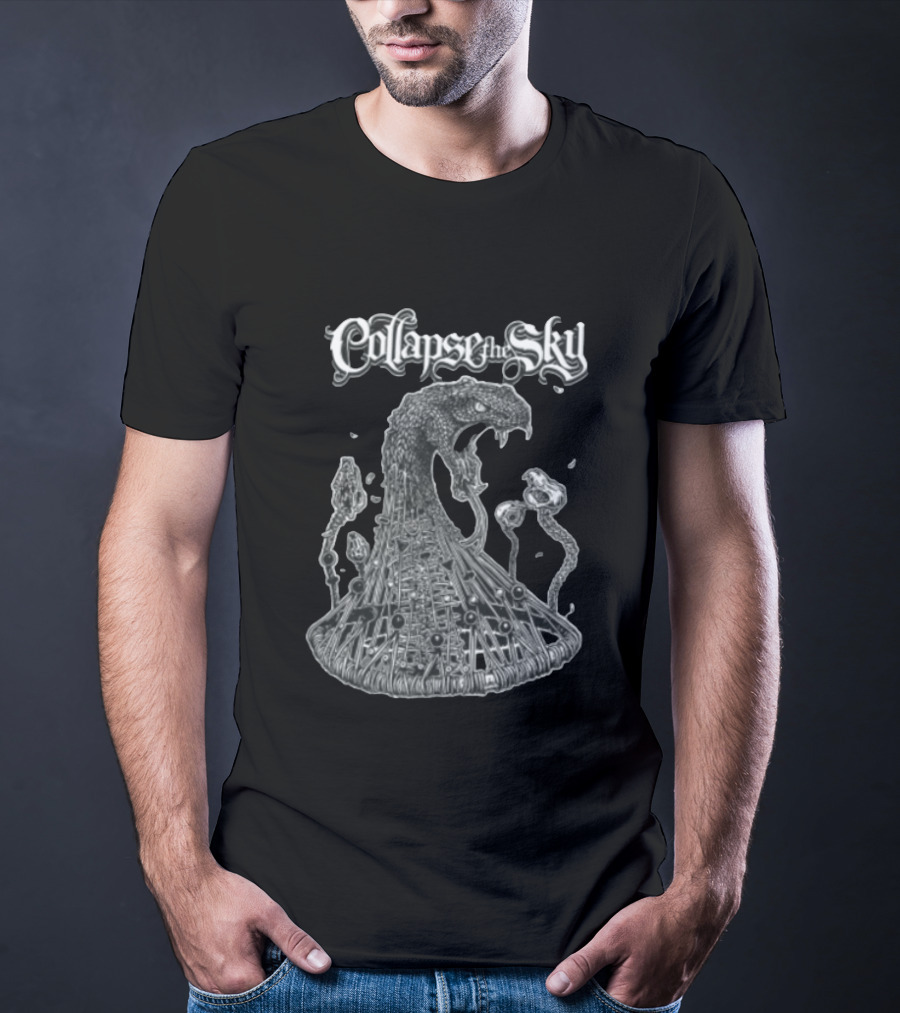 Collapse The Sky Monstrous Serpent Cage Skulls Line T-Shirt