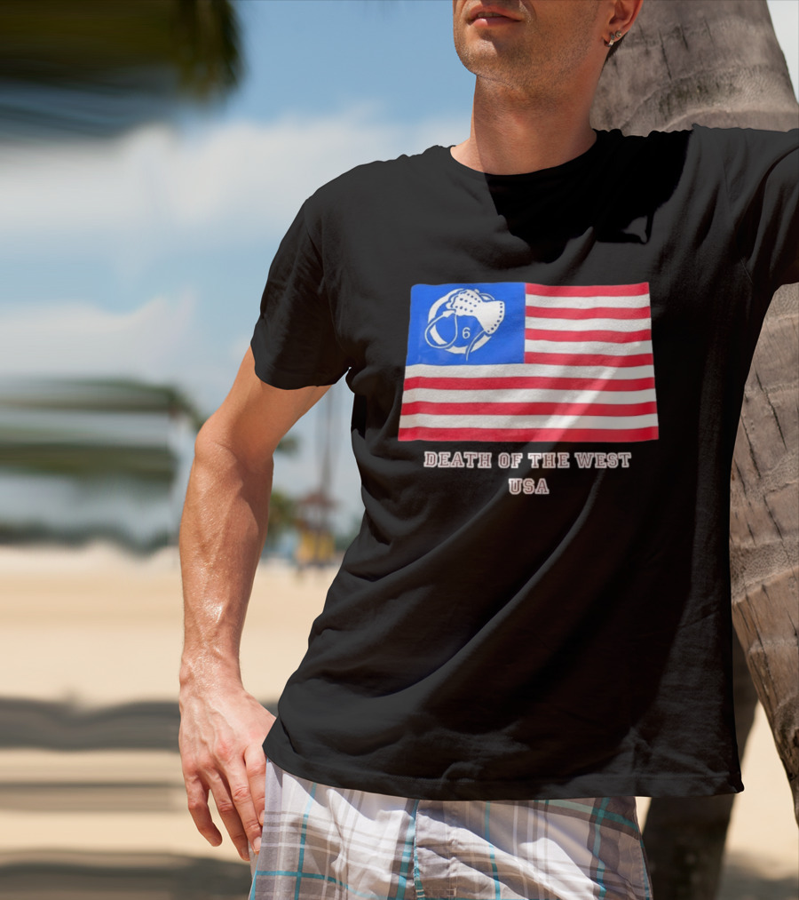 Death Of The West USA Flag Hockey Mask And Crossbones 6 T-Shirt