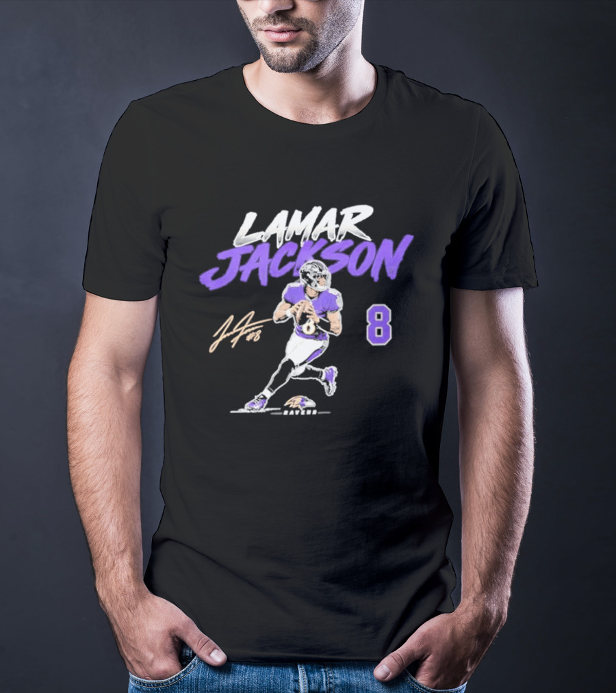 Lamar Jackson 8 Baltimore Ravens Football 2026 T-Shirt