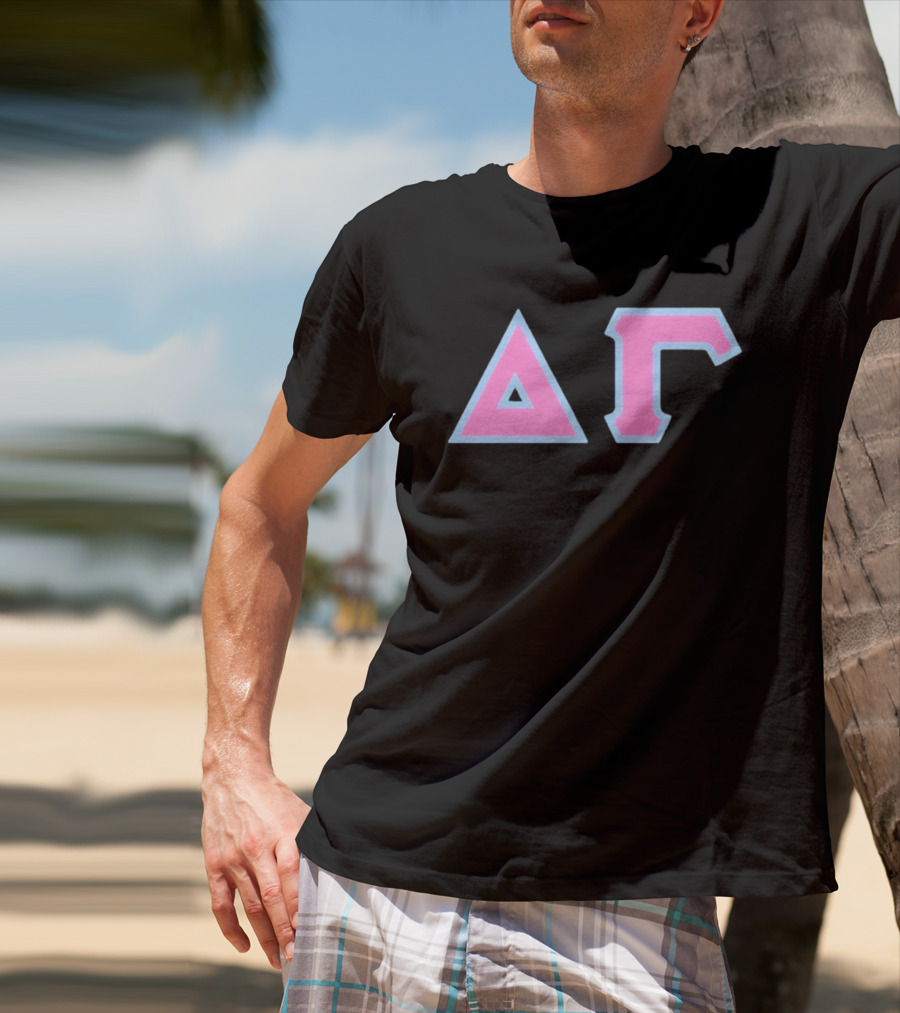 Delta Gamma Sorority Greek Letters Pink And Blue T-Shirt