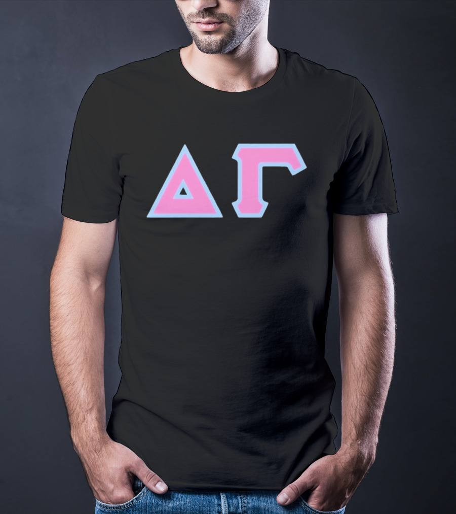 Delta Gamma Sorority Greek Letters Pink And Blue T-Shirt