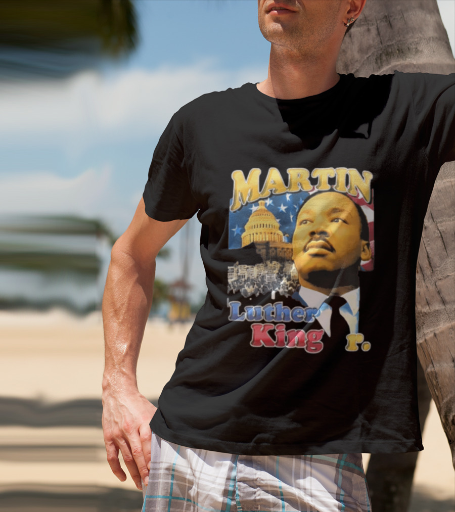 Martin Luther King Jr US Capitol American Flag Civil Rights March T-Shirt