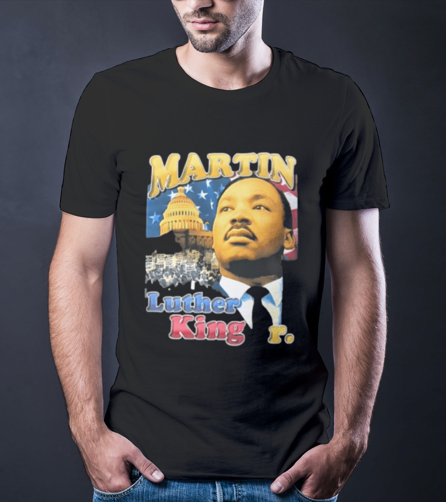 Martin Luther King Jr US Capitol American Flag Civil Rights March T-Shirt