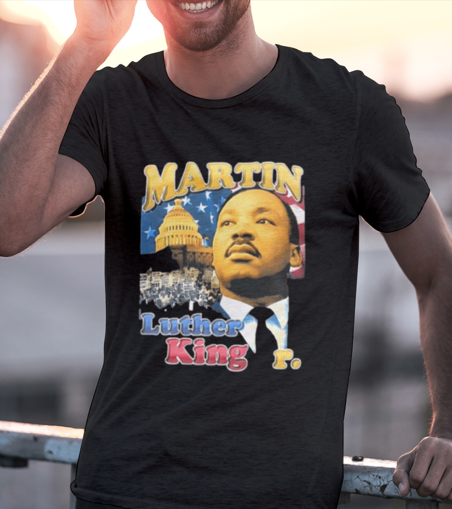 Martin Luther King Jr US Capitol American Flag Civil Rights March T-Shirt