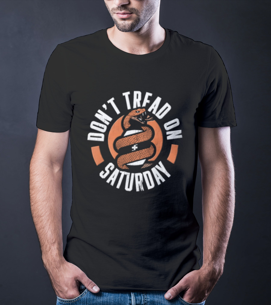 Don't Tread On Saturday Coiled Rattlesnake Orange Distressed T-Shirt