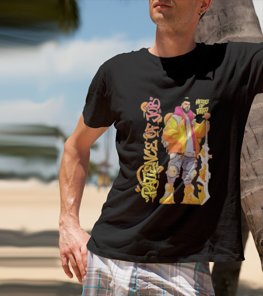 Patience Of Job Heroes Of Faith Bearded Man Sword Cartoon T-Shirt