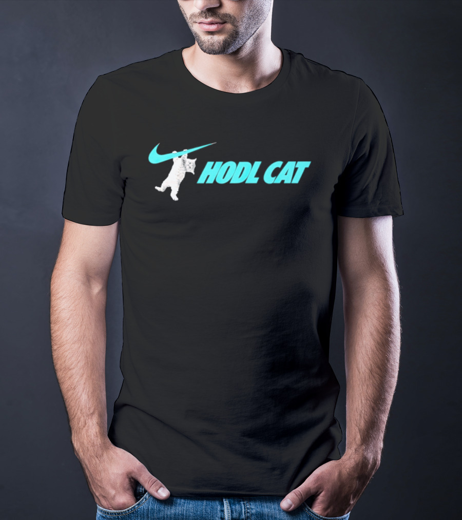 Hodl Cat Crypto Bitcoin Investing Kitten With Iconic Swoosh T-Shirt