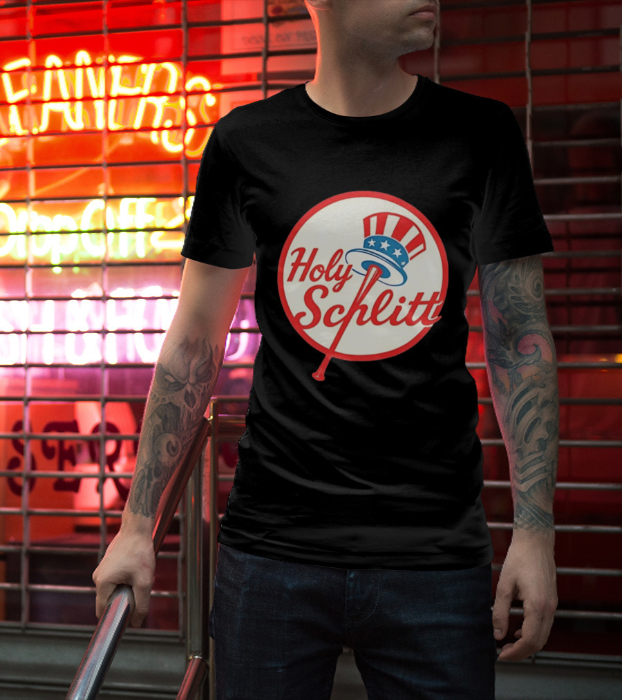 Holy Schlitt Uncle Sam Hat Patriotic Baseball T-Shirt