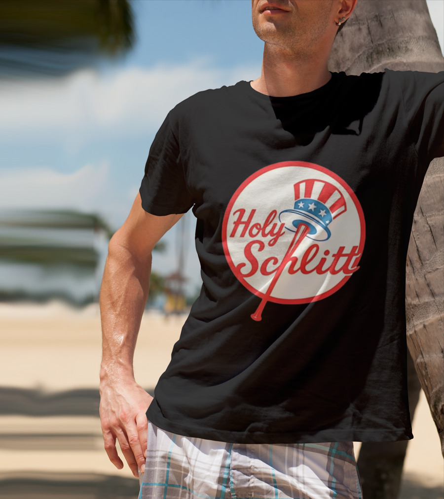 Holy Schlitt Uncle Sam Hat Patriotic Baseball T-Shirt