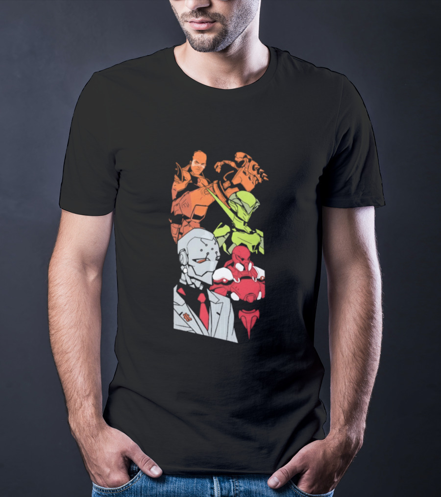 Over Characters Group Sigma Genji Reinhardt Colorful T-Shirt