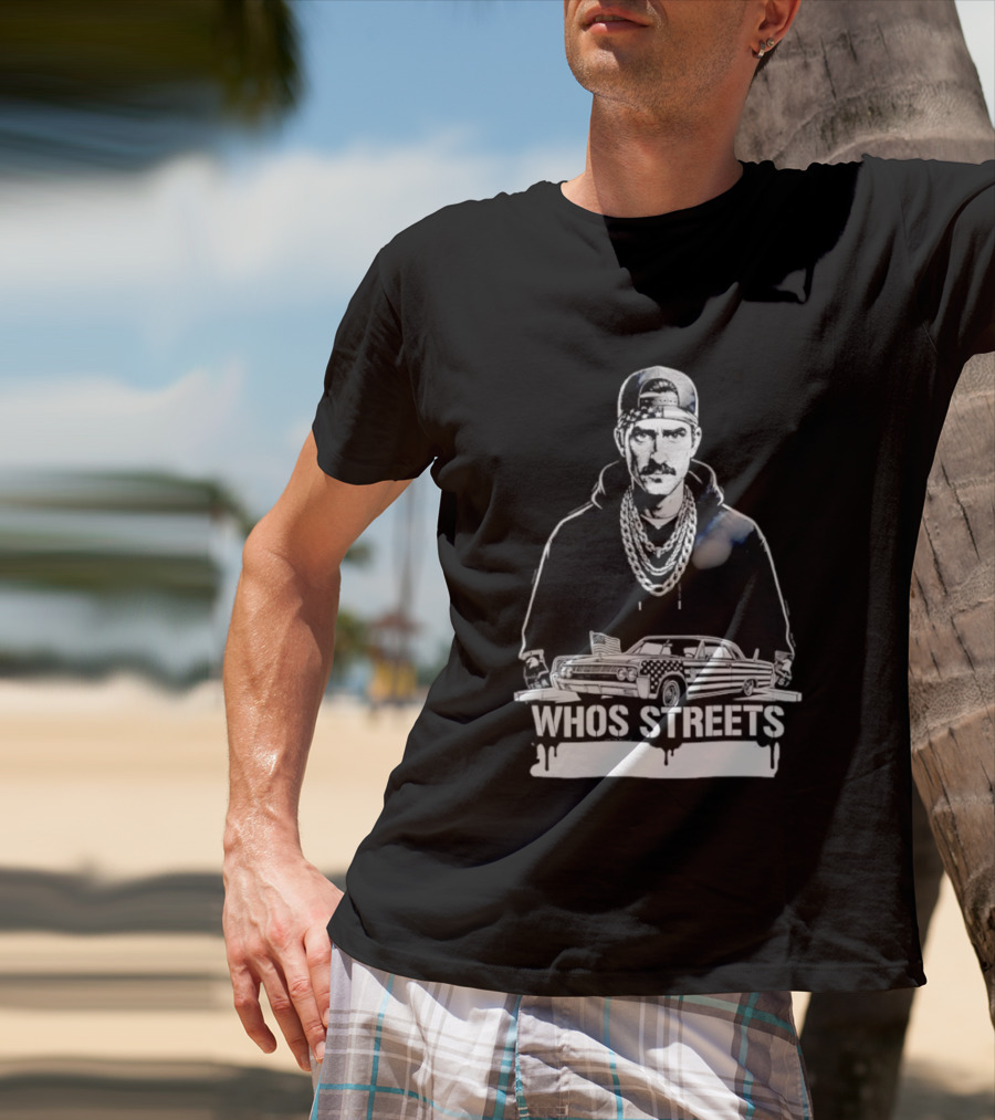 Whos Streets American Flag Car And Man Street Chain Hip Hop Culture T-Shirt