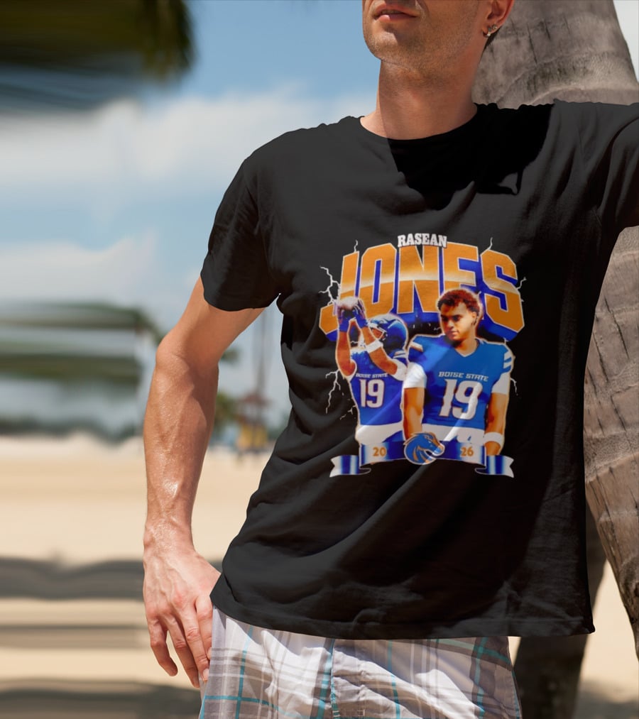 Rasean Jones Boise State Football 2026 Electric Blue Broncos T-Shirt