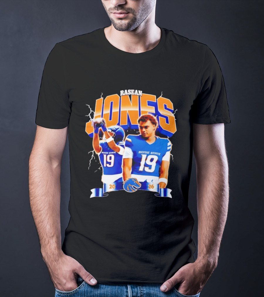 Rasean Jones Boise State Football 2026 Electric Blue Broncos T-Shirt