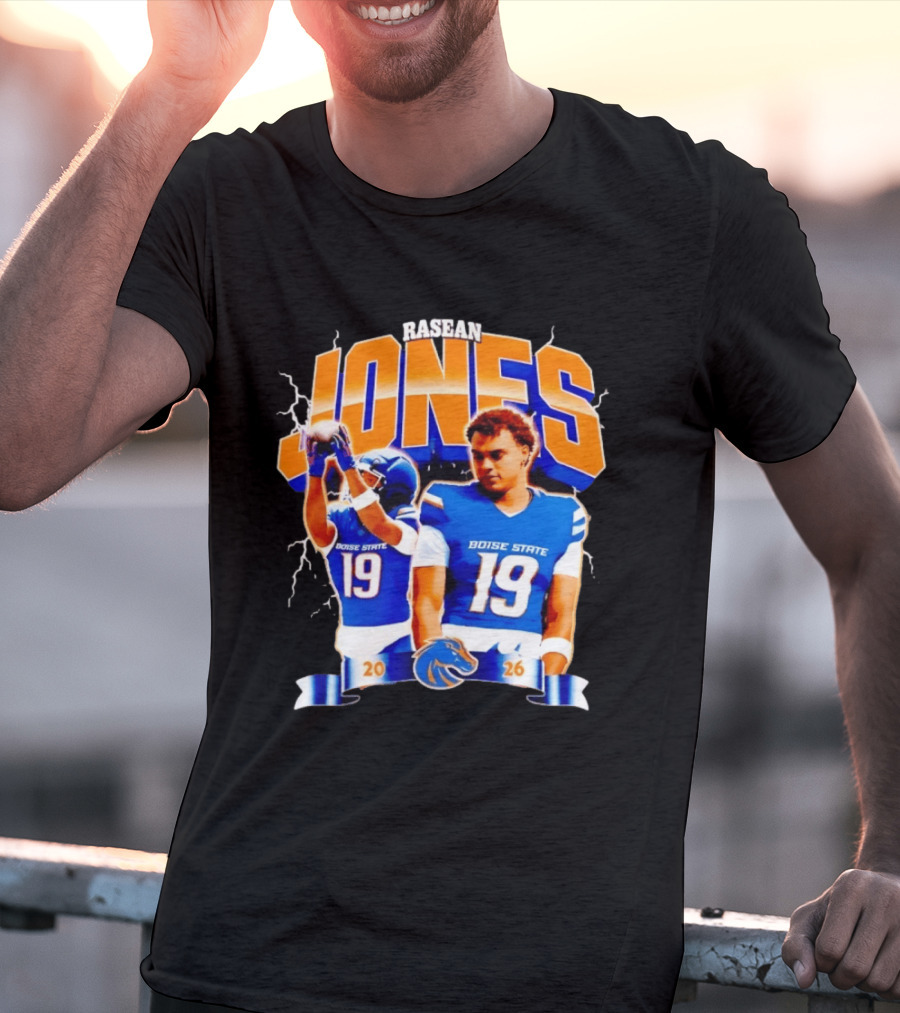 Rasean Jones Boise State Football 2026 Electric Blue Broncos T-Shirt