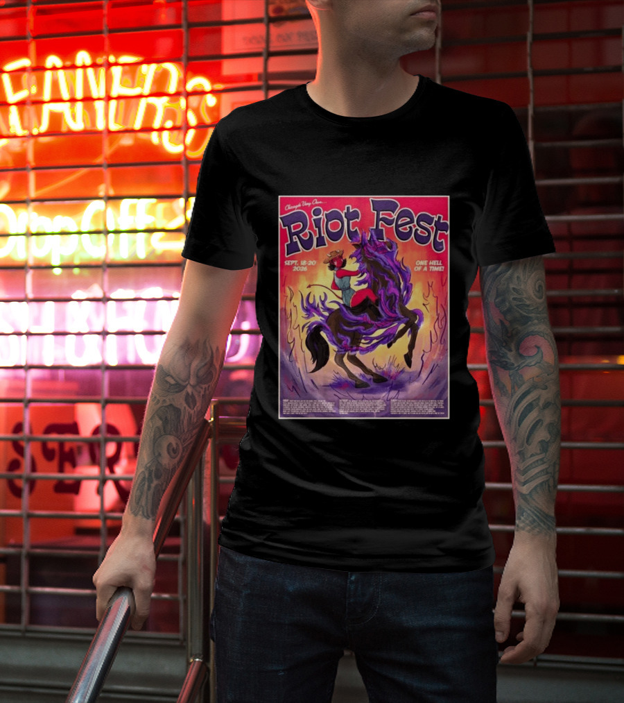 Chicago Douglass Park Riot Fest 2026 Devil Cowgirl Artwork September 18 20 One Hell Of A Time T-Shirt