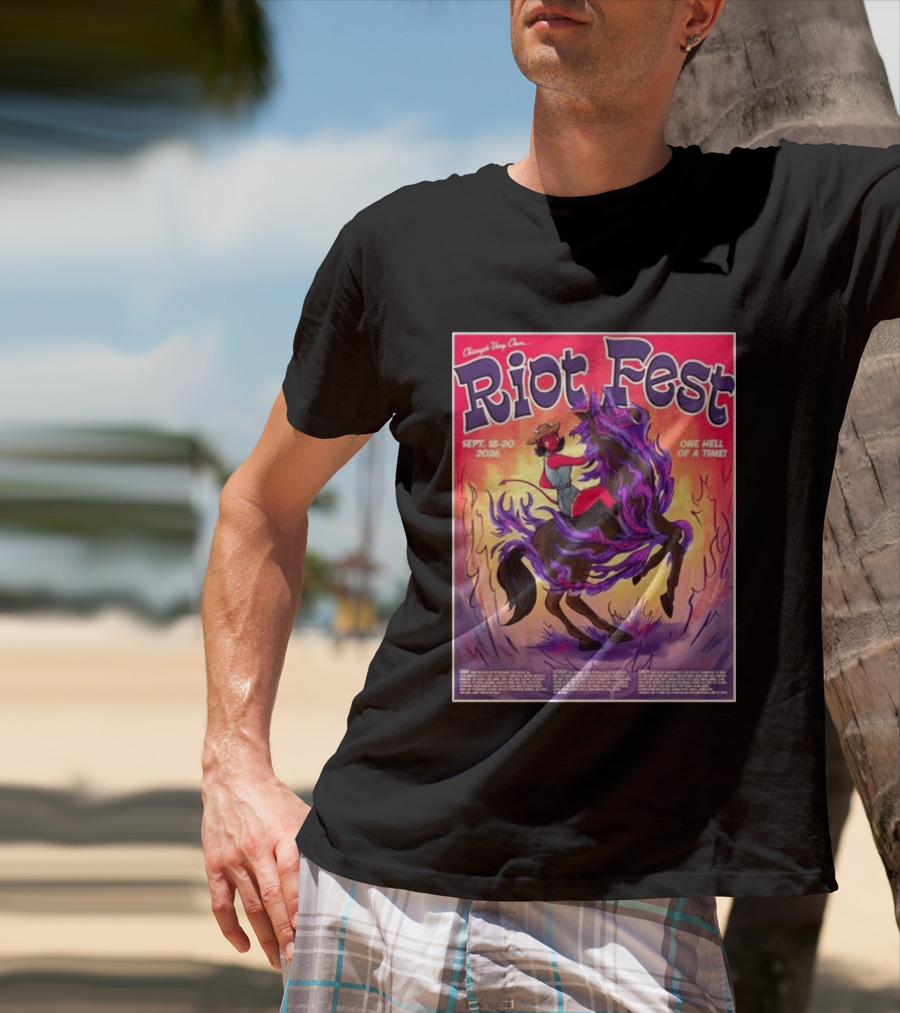Chicago Douglass Park Riot Fest 2026 Devil Cowgirl Artwork September 18 20 One Hell Of A Time T-Shirt