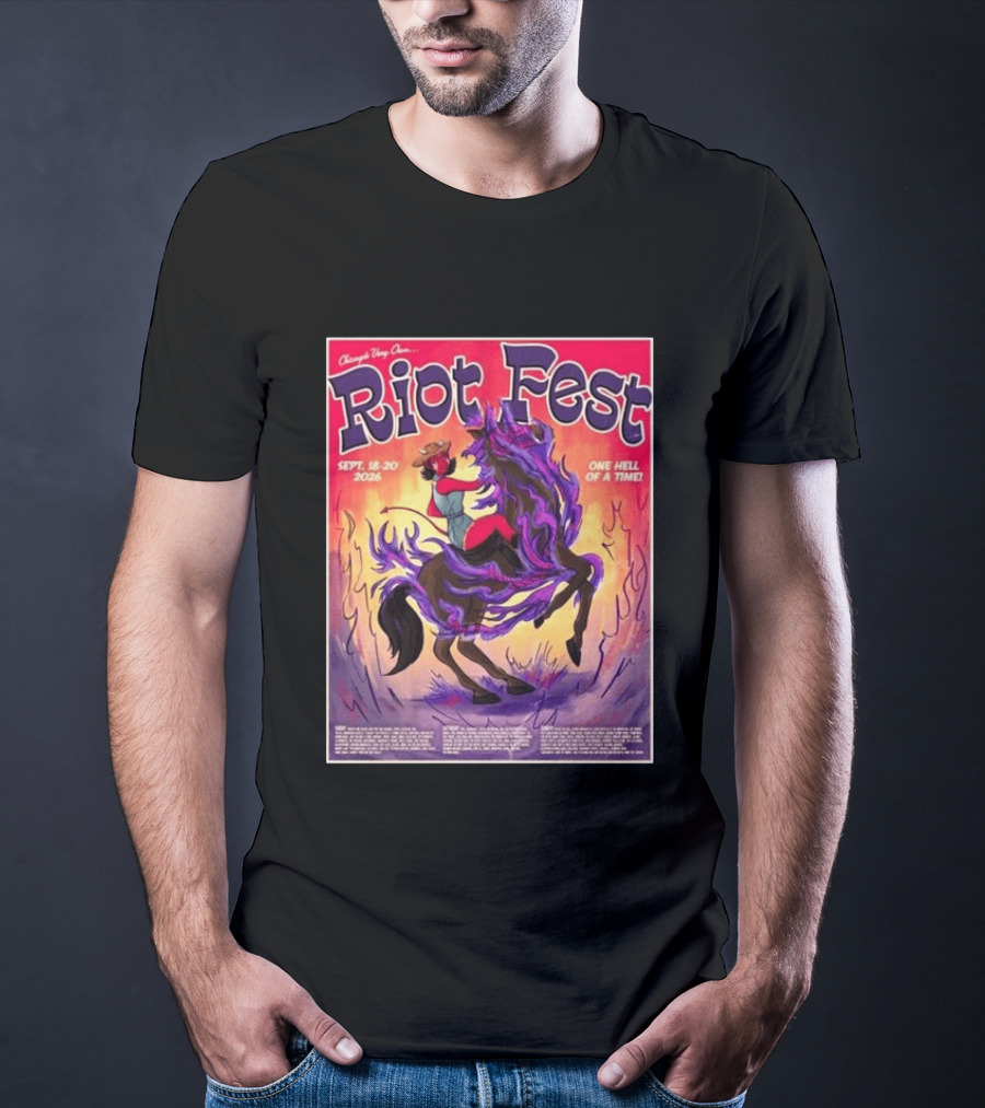 Chicago Douglass Park Riot Fest 2026 Devil Cowgirl Artwork September 18 20 One Hell Of A Time T-Shirt
