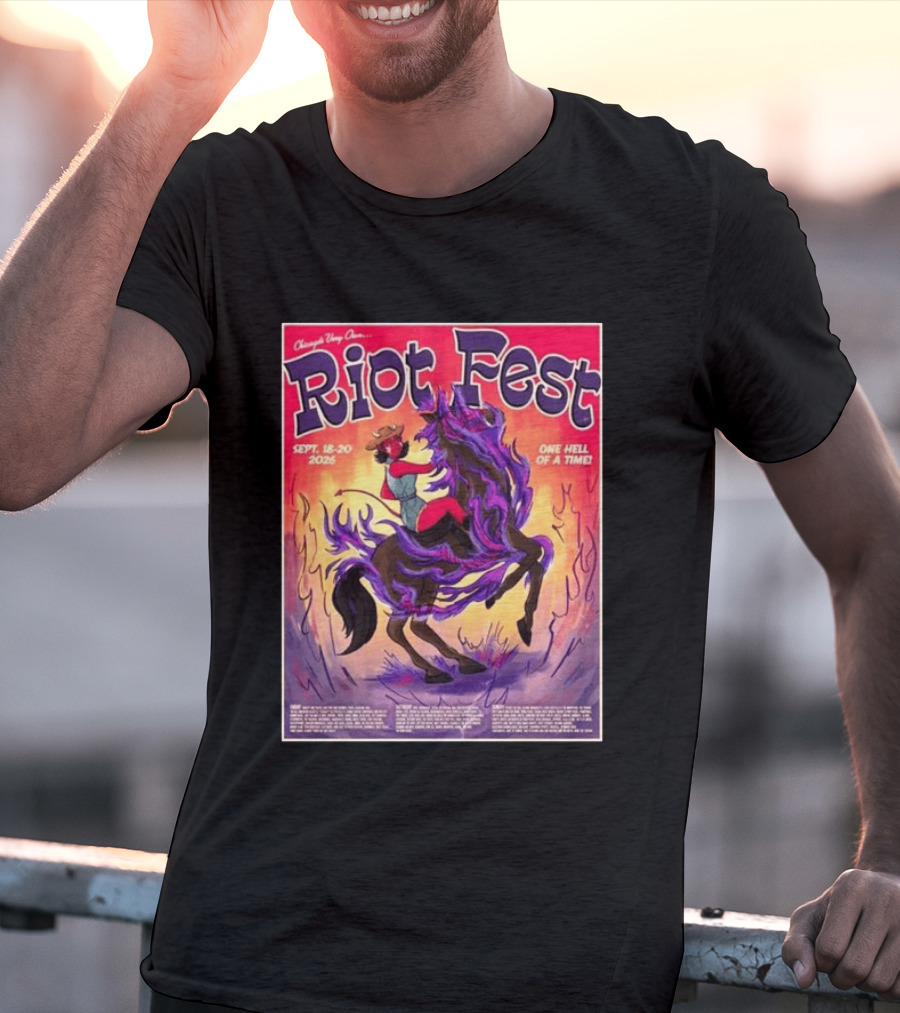 Chicago Douglass Park Riot Fest 2026 Devil Cowgirl Artwork September 18 20 One Hell Of A Time T-Shirt
